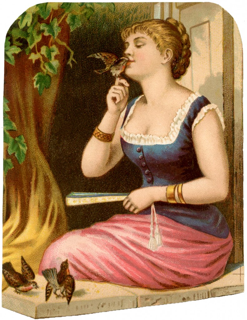 Vintage Bird Lady Image