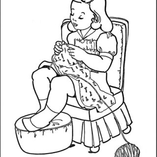 Knitting Coloring Page