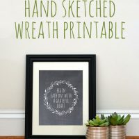 hand sketched wreath printable framed