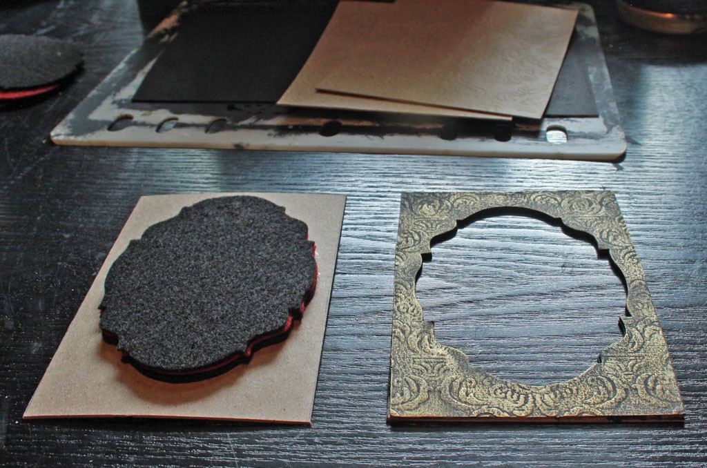 Framed cutouts with gilding wax