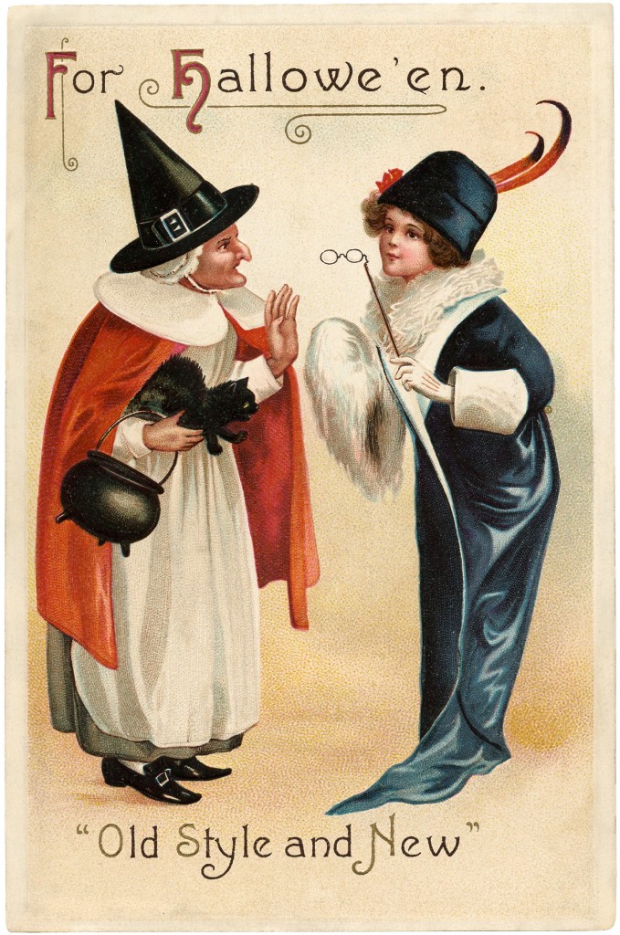 Vintage Halloween Witch Chat Image