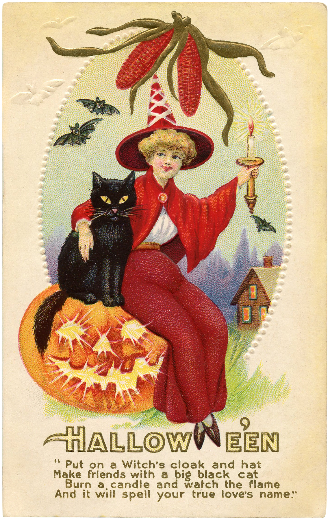 Vintage Red Witch Image - Halloween! - The Graphics Fairy