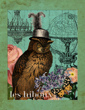 Steampunk owl collage