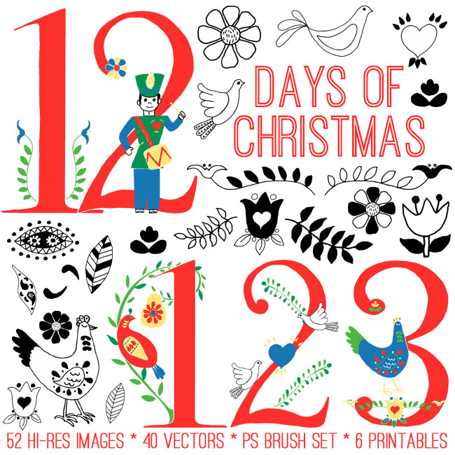 Huge 12 Days Of Christmas Kit Tgf Premium The Graphics Fairy