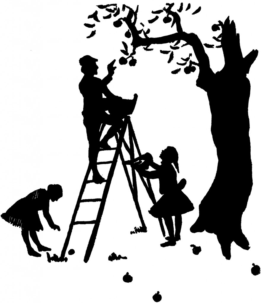 Apple Picking Silhouette Image