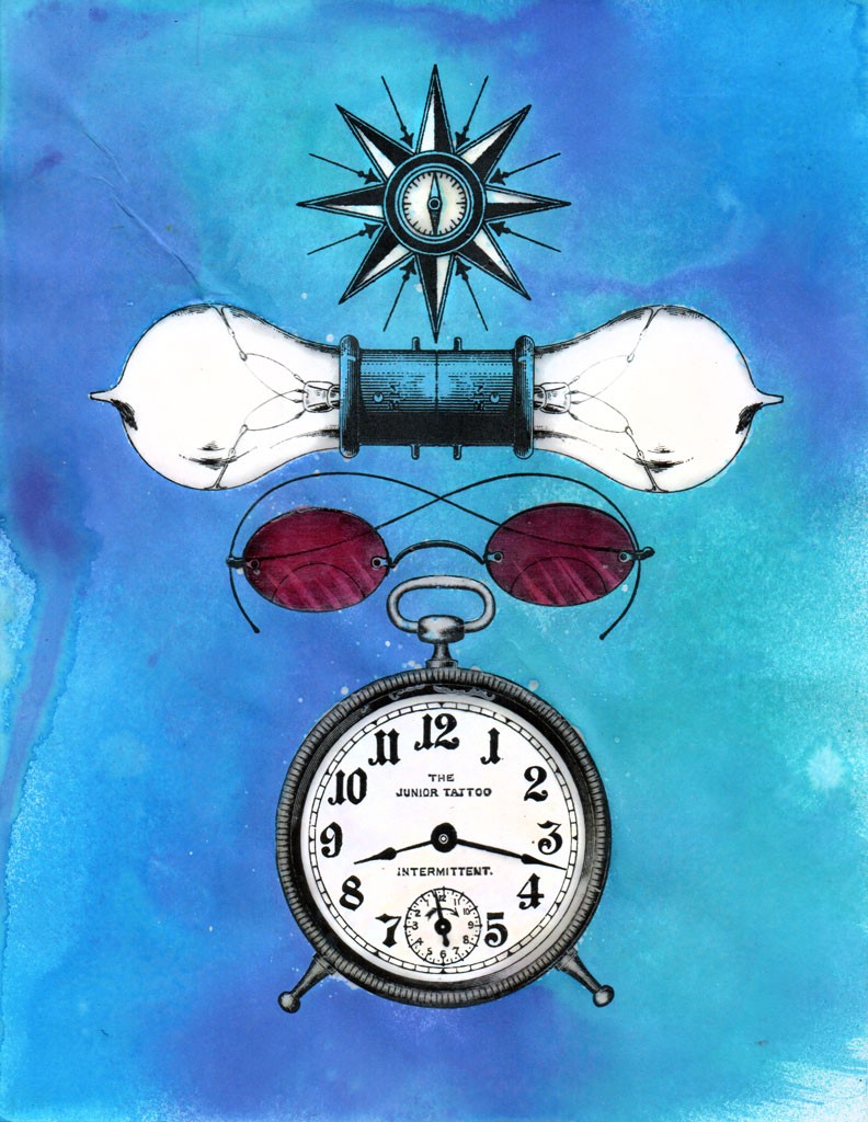 Collage of Clock and objects