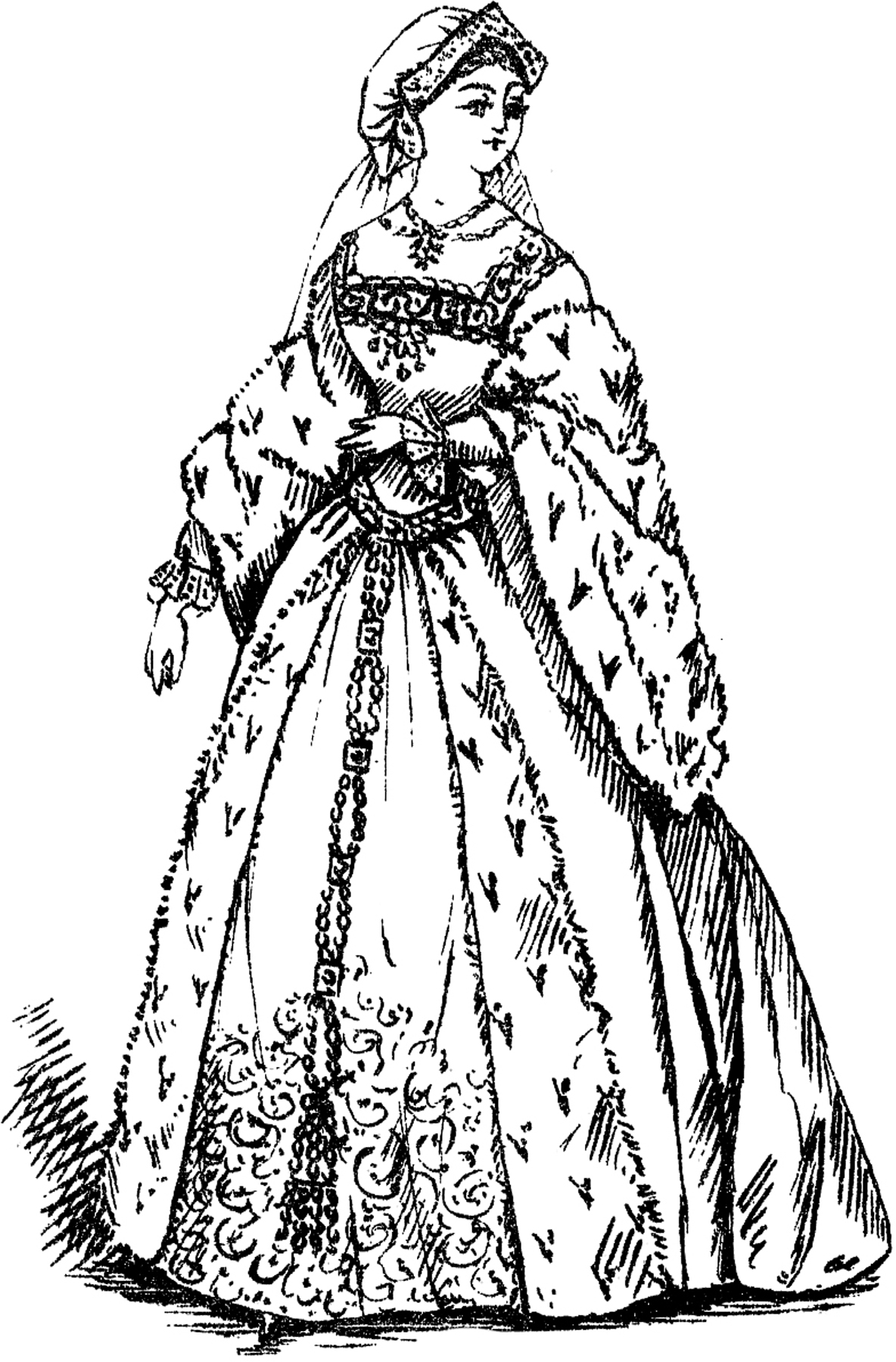 Vintage-Anne-Boleyn-Costume-Image-GraphicsFairy - The Graphics Fairy