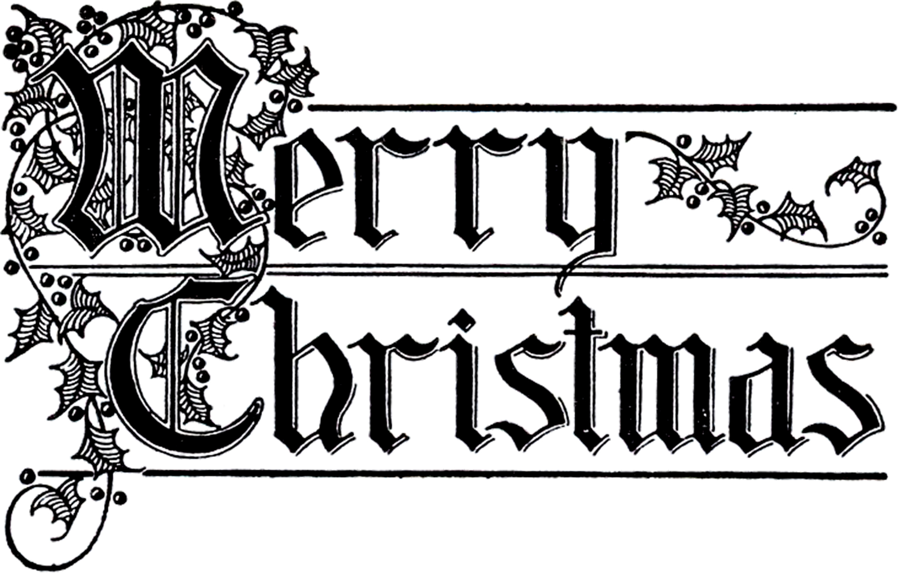 Merry Christmas Typography Image - Beautiful Lettering! - The Graphics Fairy