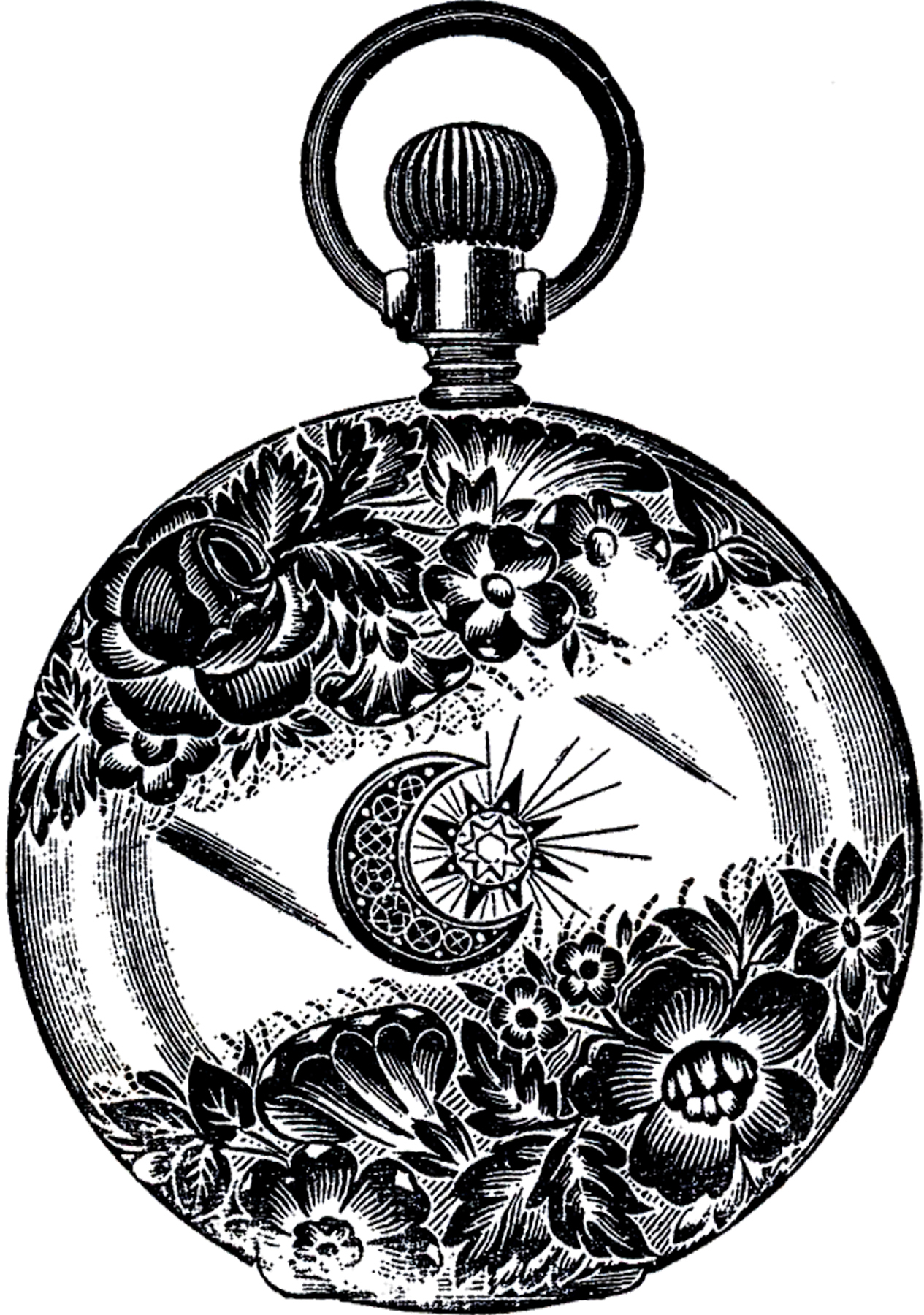 Public Domain Pocket Watch Image - Fancy! - The Graphics Fairy