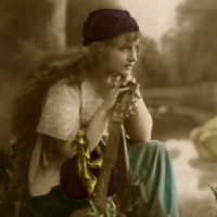 Bohemian lady with musical instrument image