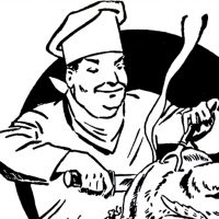 chef carving Thanksgiving Turkey clipart