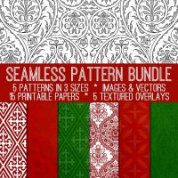 Seamless pattern collage in red and green