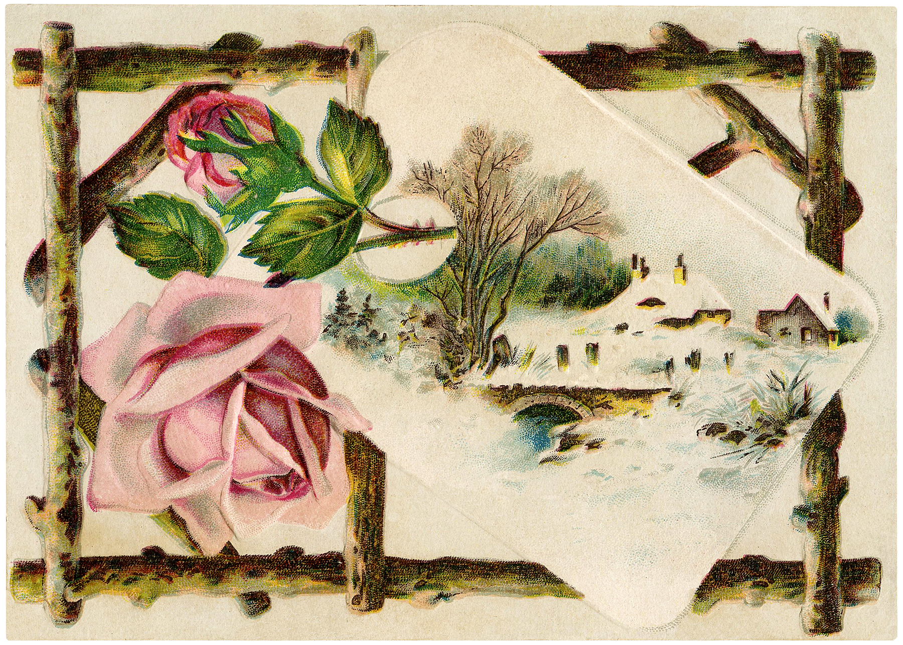 Winter Scene with Roses Image