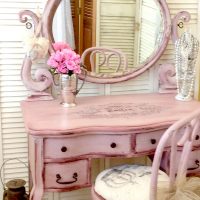 Pink vanity with french design and flowers
