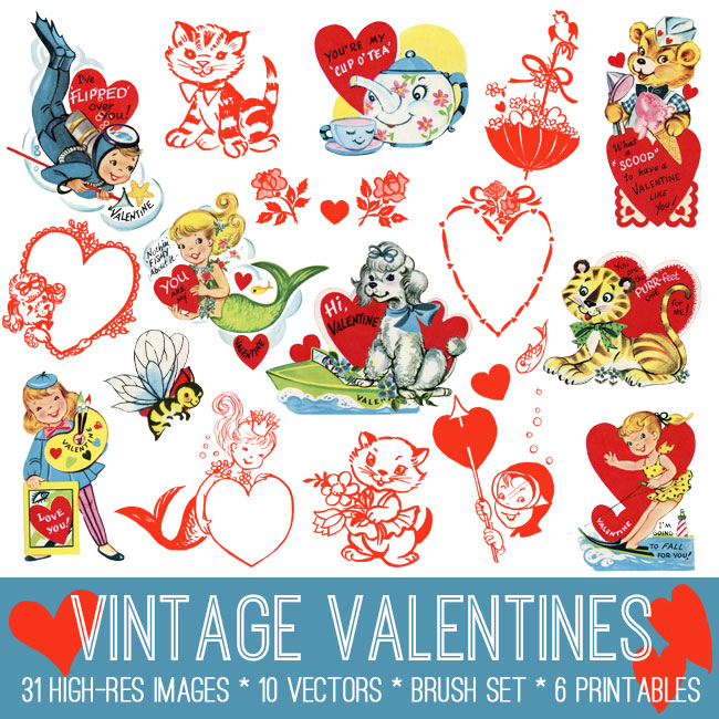 Vintage Valentines Image Kit