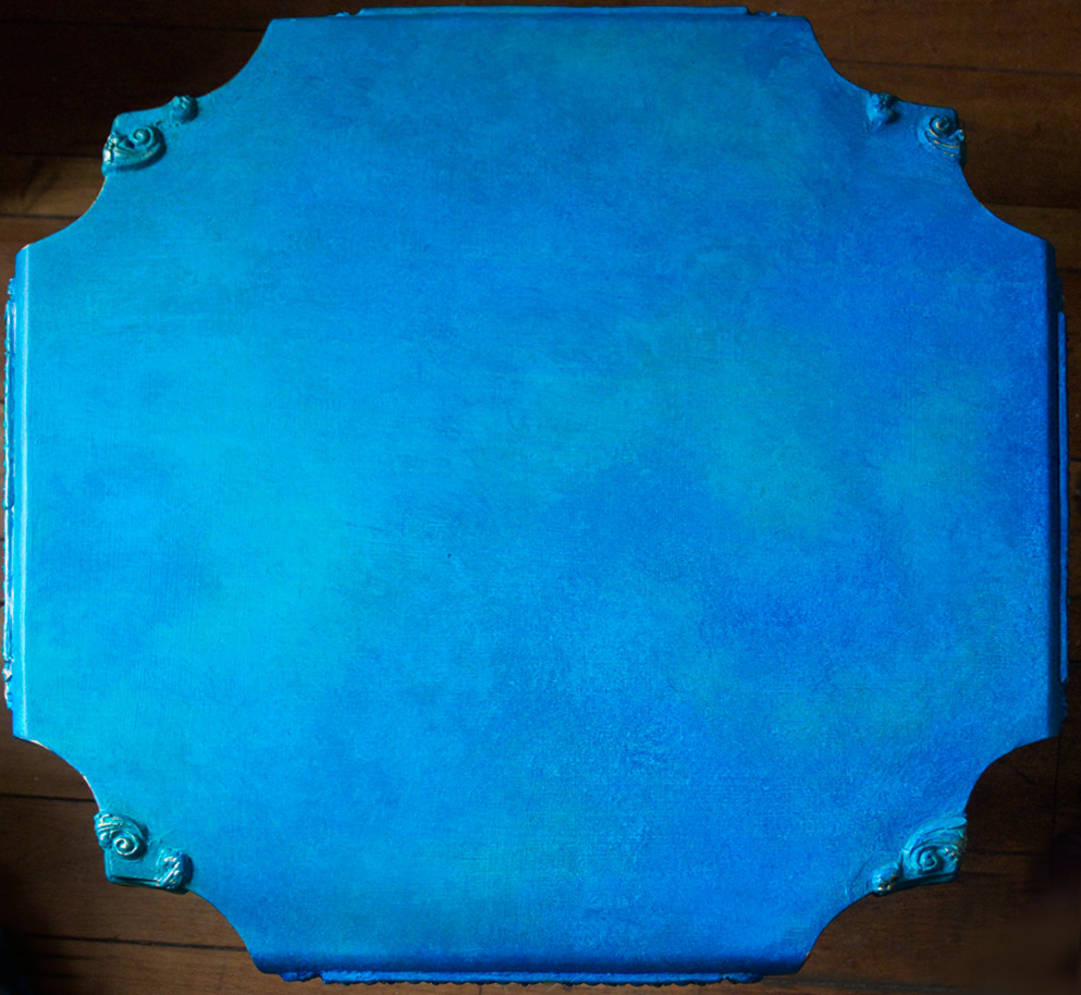 Blue painted table top