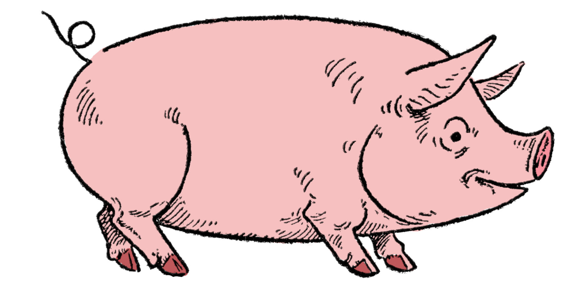 shopping center clipart black and white pig