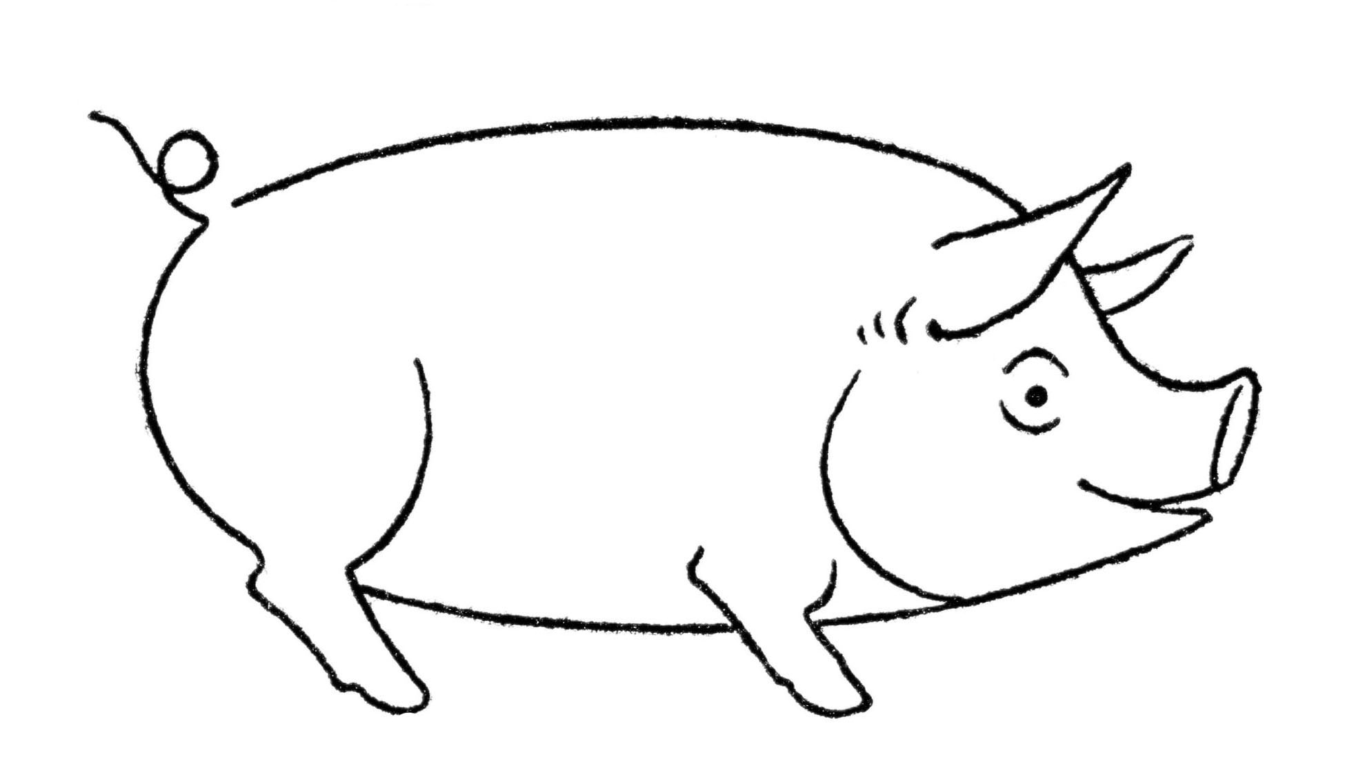 Simple Cartoon Pig Drawing
