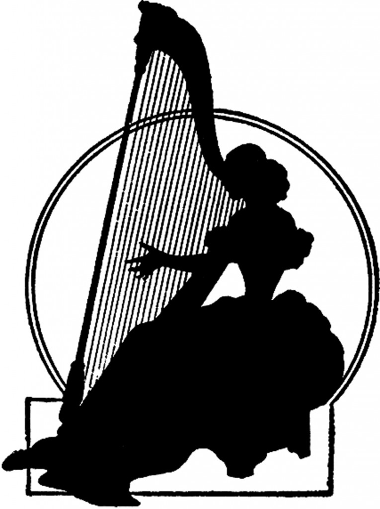 Vintage Harp Lady Silhouette