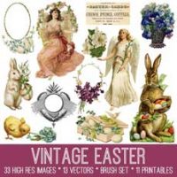easter collage with bunnies and angels