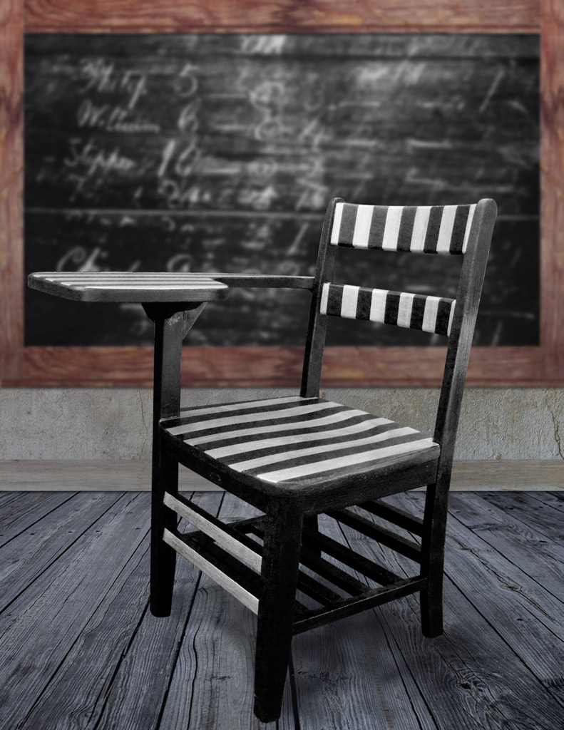 Black and silver painted desk chair