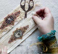 fabric bracelets with eyeball and scissors craft photo