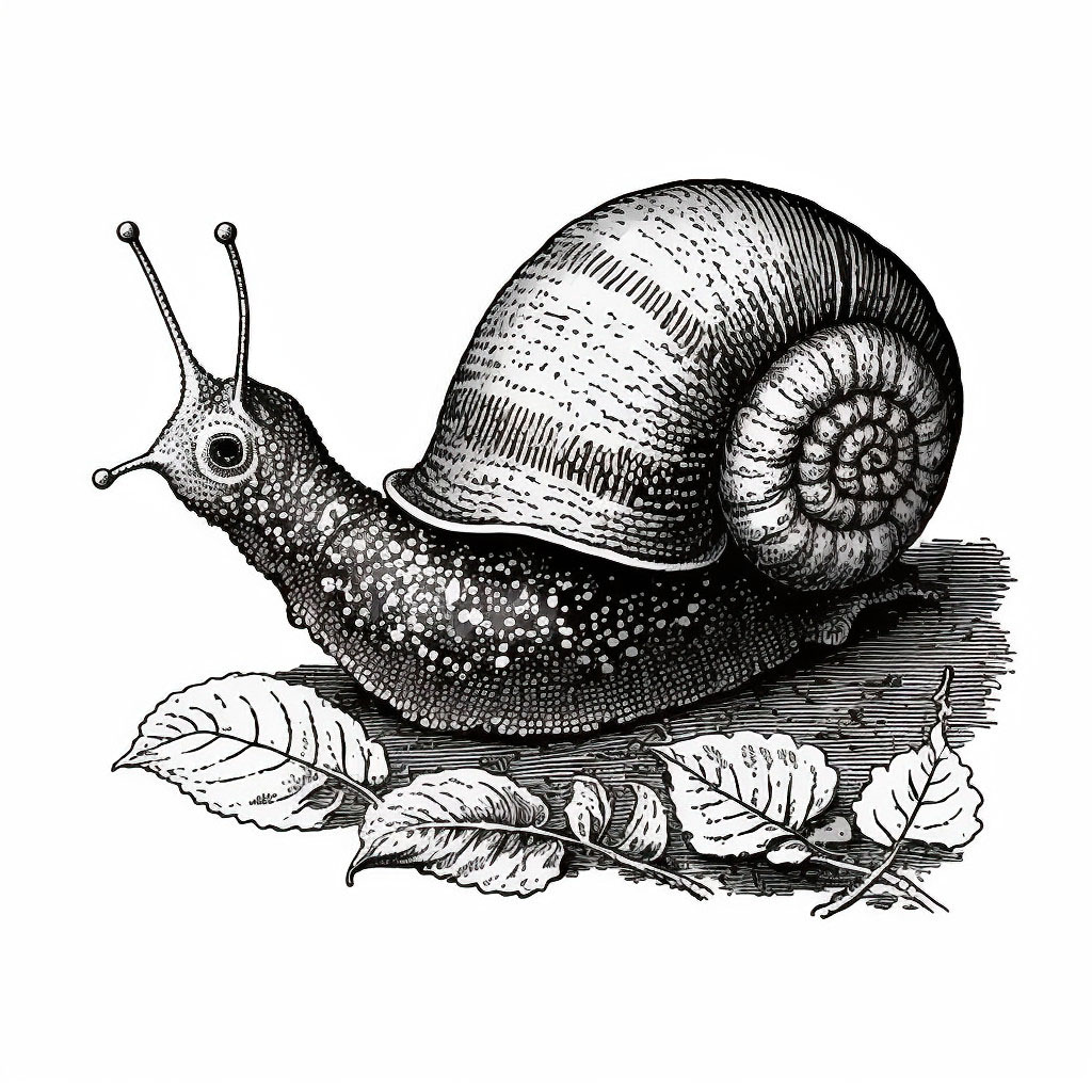 Black and White Snail Clipart