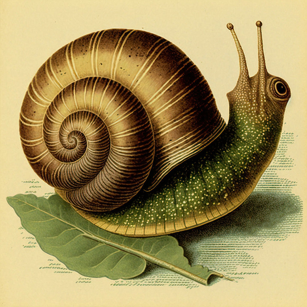 Snail with Leaf Image