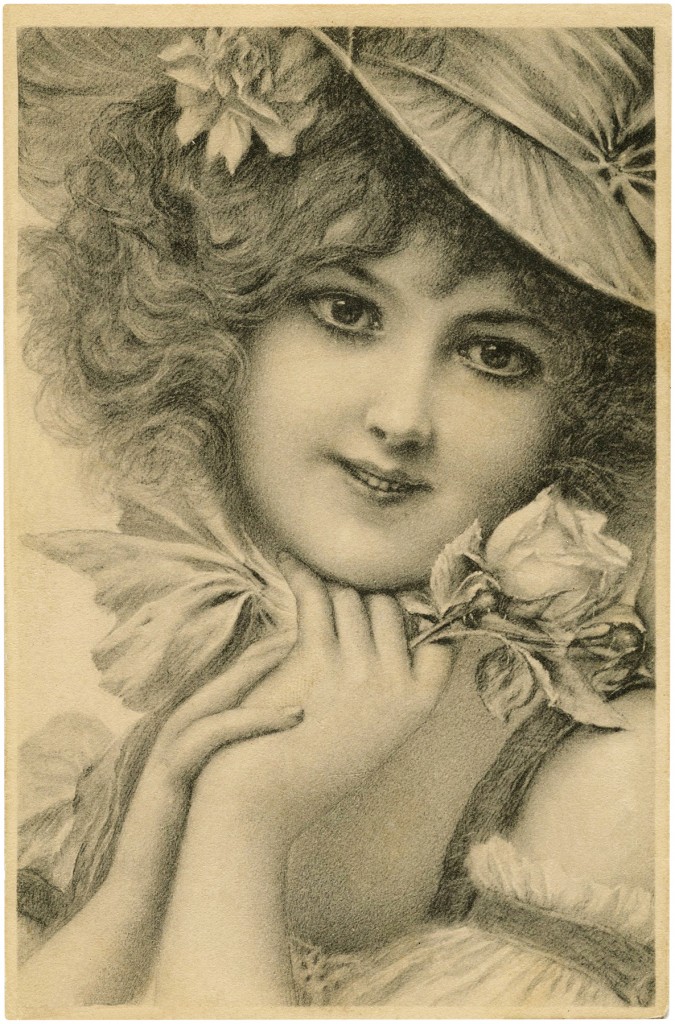 Lovely Lady with Rose Image