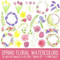 Spring Floral Watercolors collage