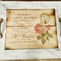 french tray with pink rose