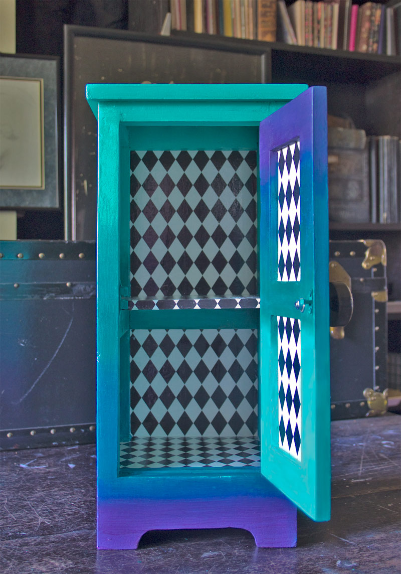 Ombre painted cabinet