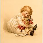 Vintage Girl with Dolls Image