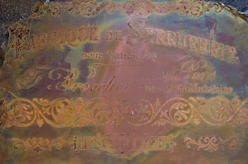 Close-up of etched copper
