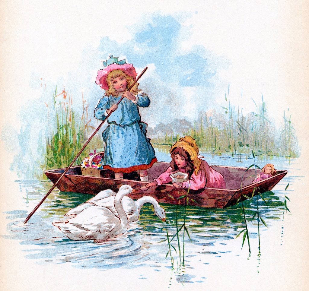 Children Feeding in boat