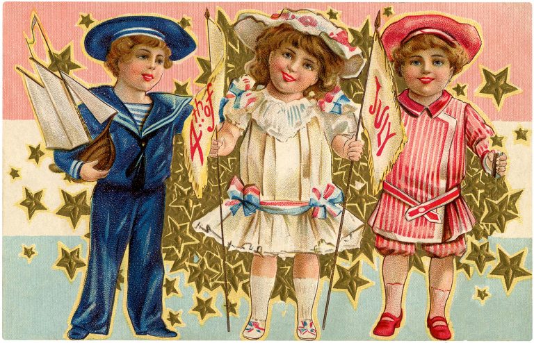 Vintage July 4th Kids Image