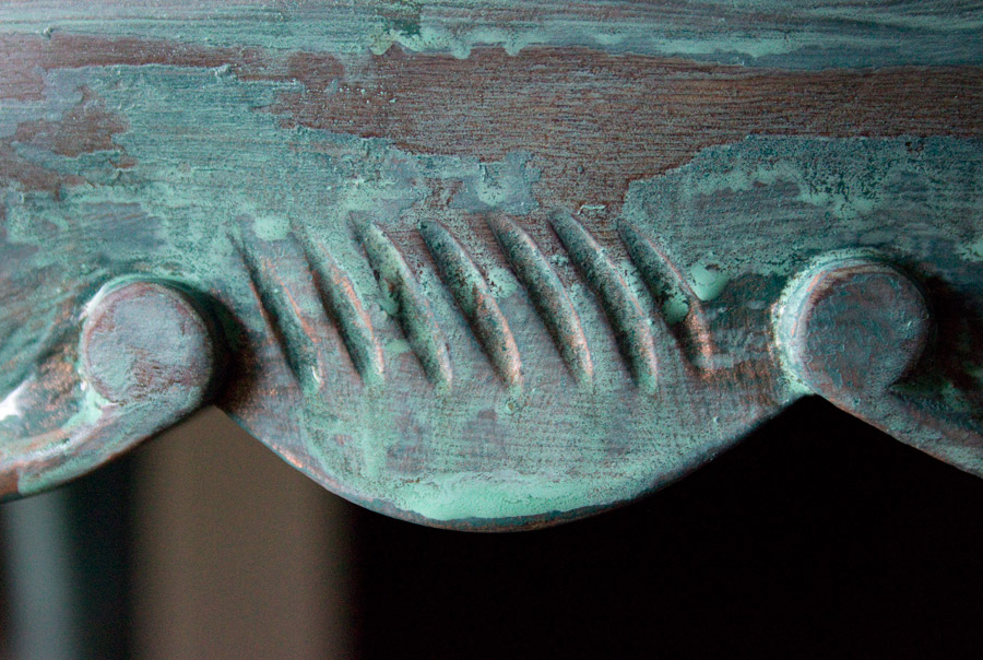Close up of patina paint