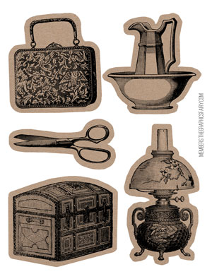 Victorian objects collage sheet