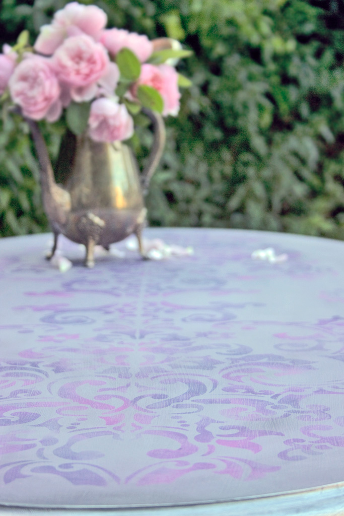 Close up of stencil table top