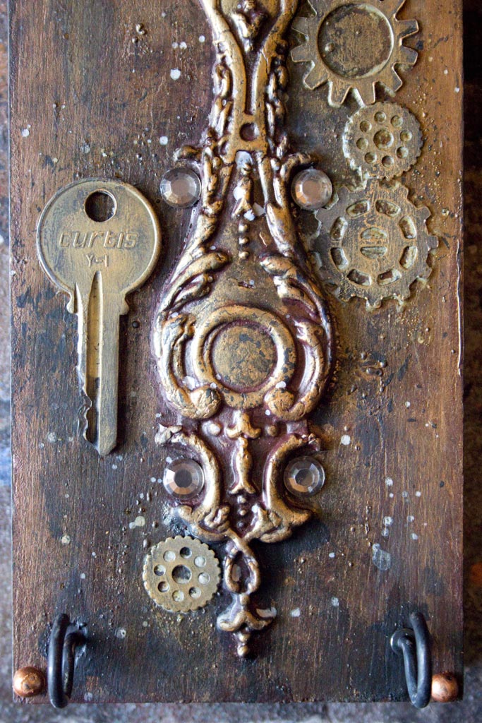 Close up of Steampunk key holder
