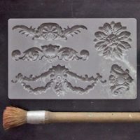 Applique casting mold with brush for DIY Casting Appliques Tutorial
