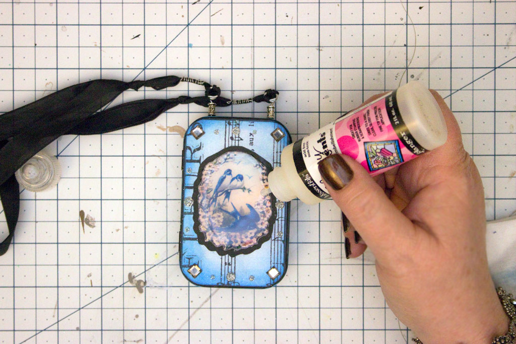 Adding glossy accents to DIY Altoid tin art