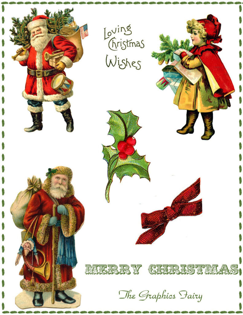 Christmas Collage Sheet Stickers with Santas