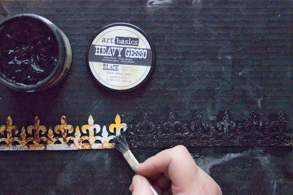 painting chipboard with black gesso
