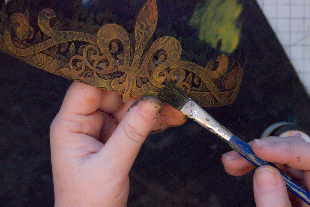 adding gold rust paste to crown