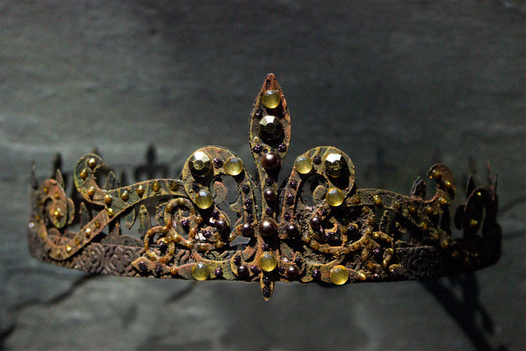 close up of crown with rhinestones