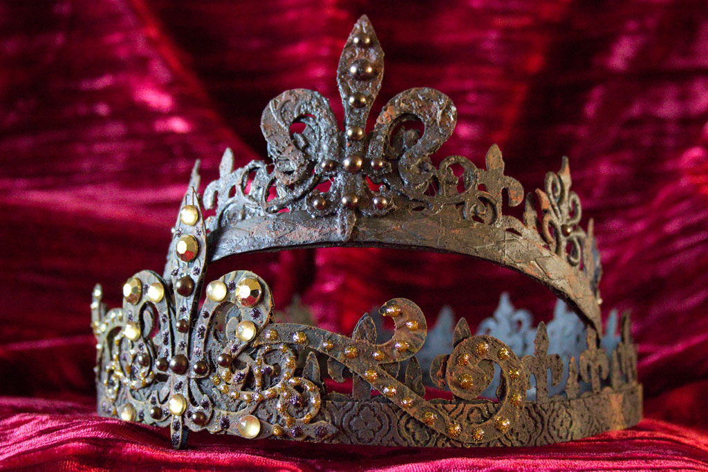 close up of crowns with rhinestones