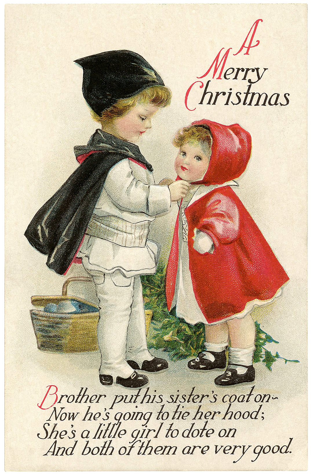 Vintage Christmas Children Postcard! - The Graphics Fairy