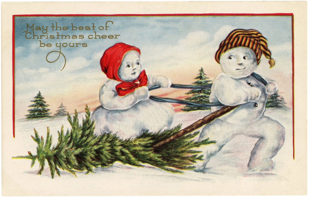 Vintage Christmas Snow Couple Download