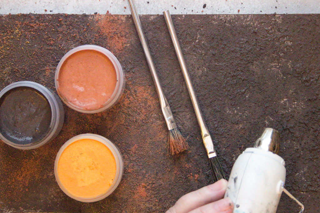 rust pastes with paintbrushes and heat tool